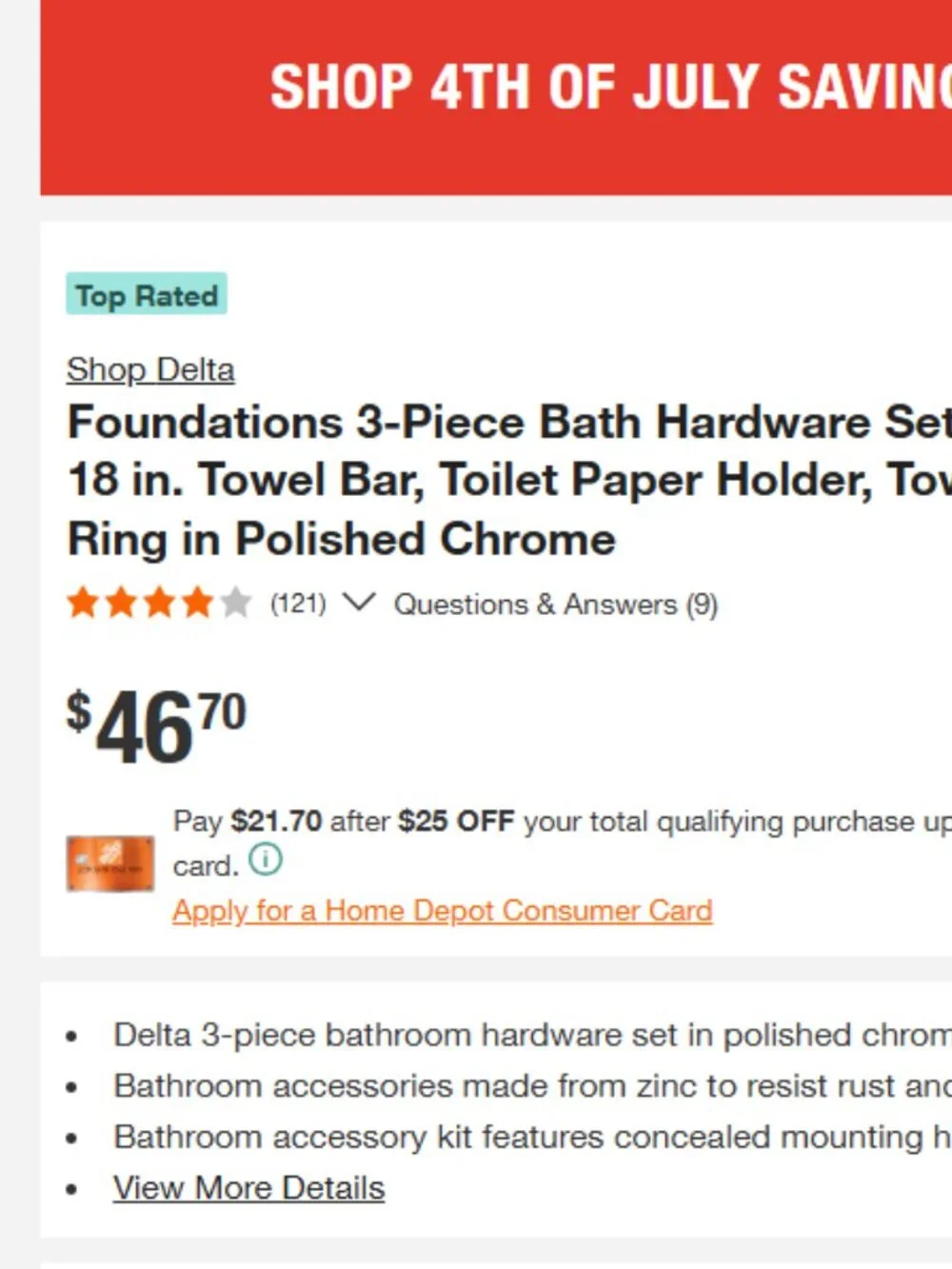 Delta Foundations 3-pc Bathroom Hardware Set